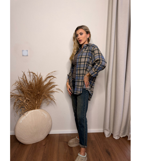 Modro-hnedá károvaná košeľa